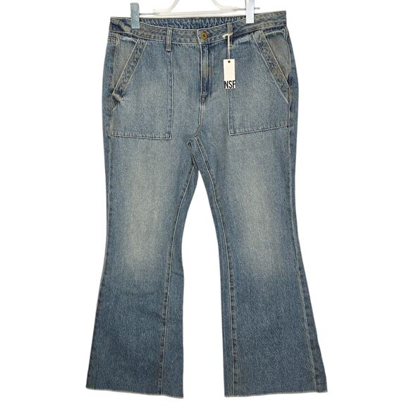NSF Jeans Knix Patch Pocket Flair Light Wash 100% Cotton Made in USA Size 33